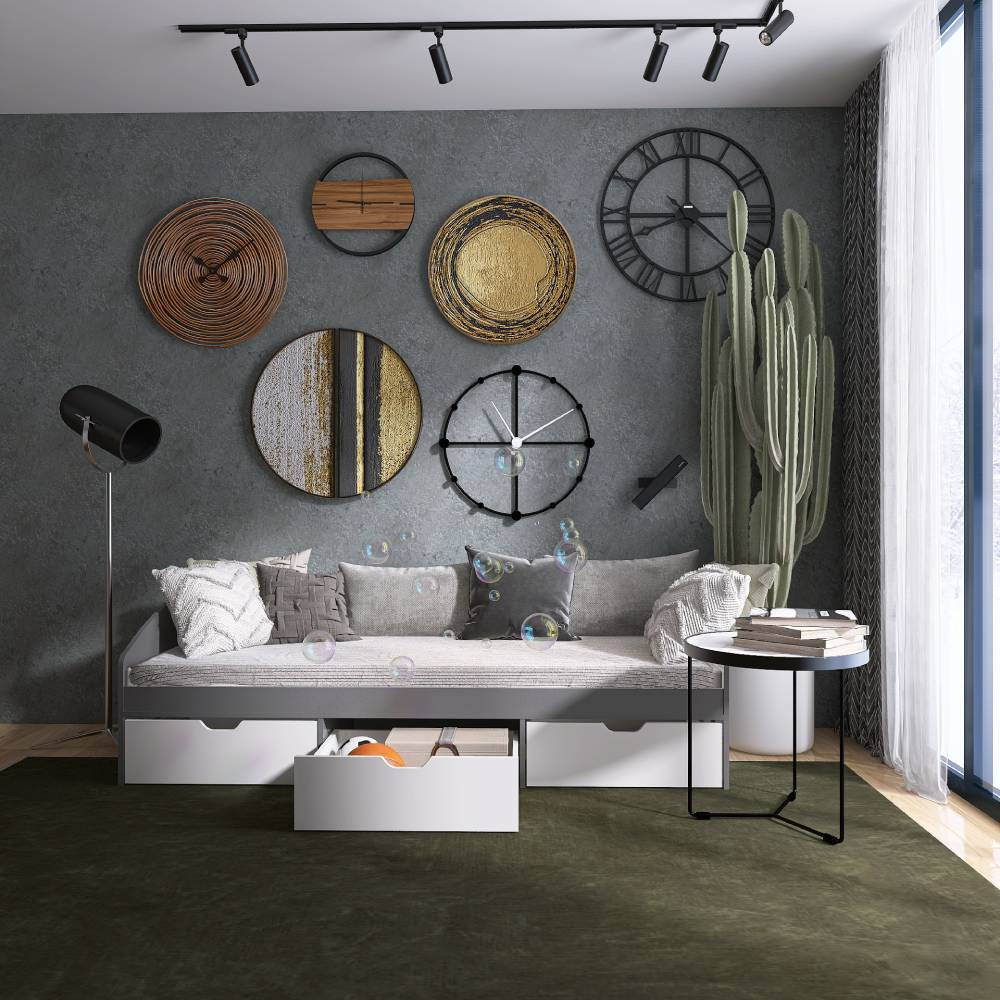 Ліжко односпальне з ящиками Еверест Комфорт 3 193х84х59 см Графіт/Німфея Альба (білий) (DTM-073834) Львів - фото 4