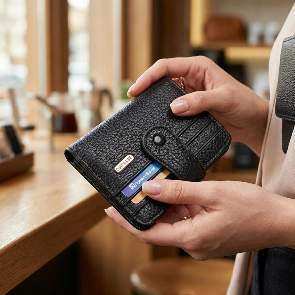 Стильний гаманець із натуральної зернистої шкіри CANPELLINI 21688 Чорний Київ - фото 12