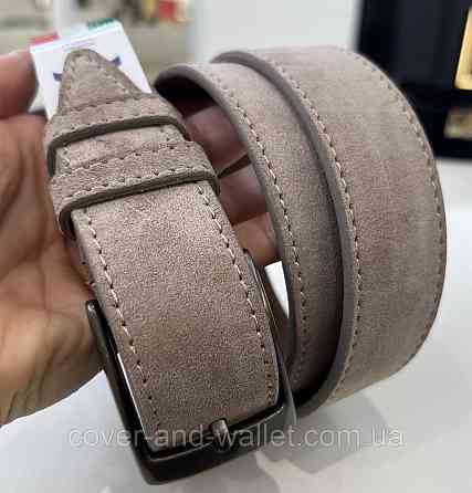 Модный бежевый мужской ремень из натуральной кожи 35мм мм PS Leather (черный) Киев