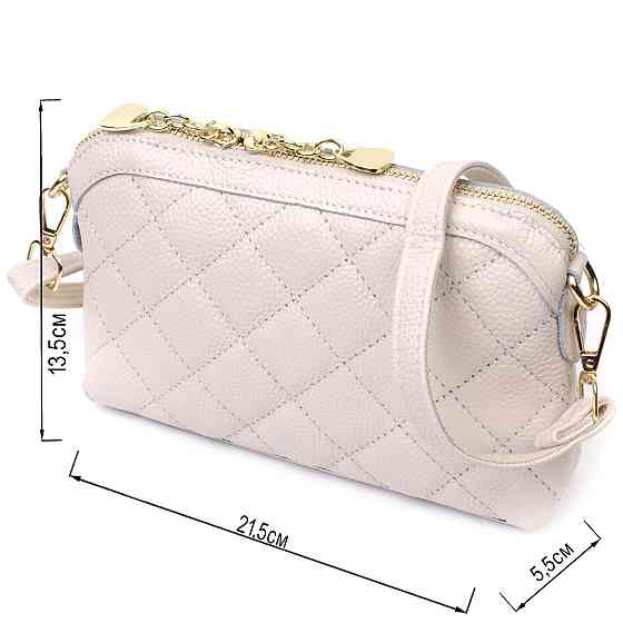 Стильная женская сумка через плечо из натуральной стеганной кожи Vintage 22316 Белая Киев