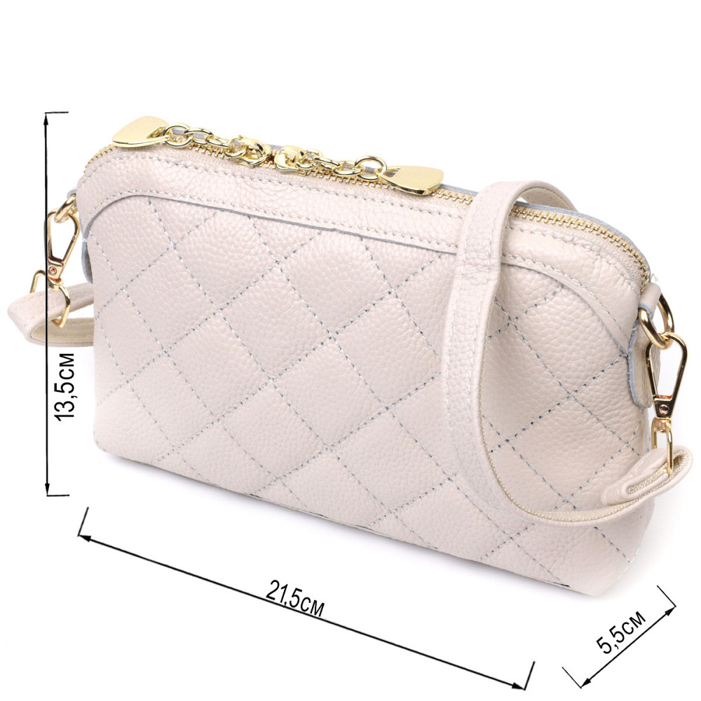 Стильная женская сумка через плечо из натуральной стеганной кожи Vintage 22316 Белая Киев - изображение 3