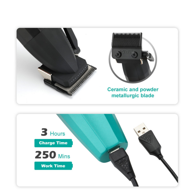 Машинка для стрижки VGR V-003 Turbo режим 9000 RPM керамічне лезо (6 насадок) Зелений Вінниця - фото 4