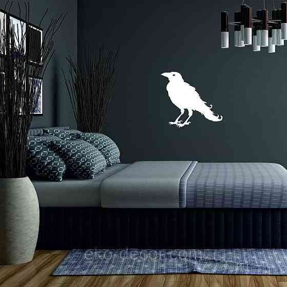 Декоративне настінне Панно «Ворон» Декор на стіну 70*63 см, Білий Київ