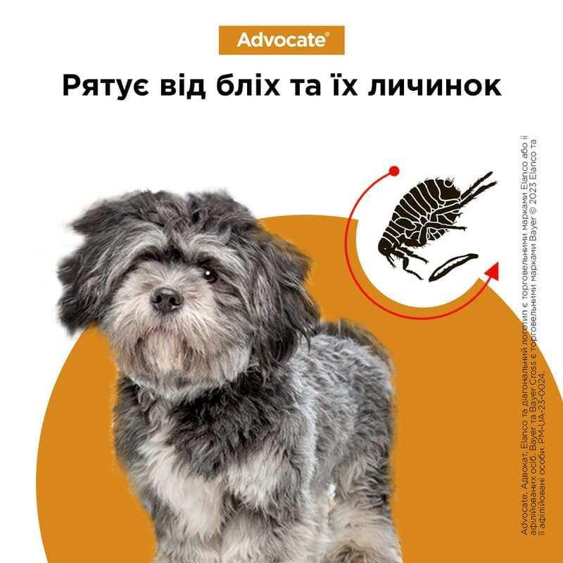 Краплі для собак 25-40 кг проти бліх, кліщів, вошей, гельмінтів Bayer Elanco Advocate (Байєр Адвокат) 3 х 4 мл Запоріжжя - фото 3