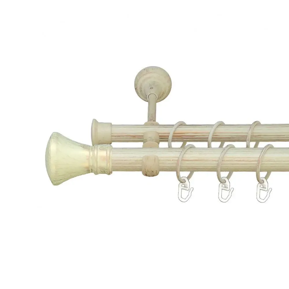 Карниз Orvit Люксор металевий дворядний відкритий рифлена труба кільце металеве Біле Золото 25\19 мм 160 см (6951234) Львів - фото 1