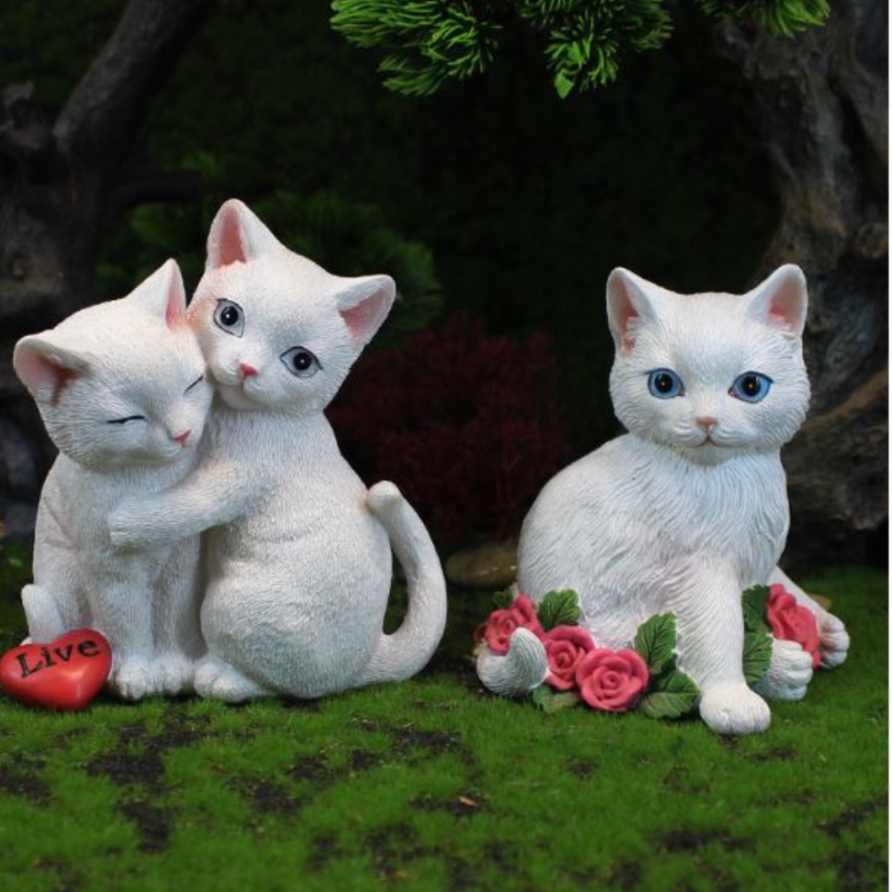 Садовые фигуры Котики для террасы, сада, дачного участка, декора, интерьерная фигурка.  Высота 13.1 см. Одесса - изображение 2