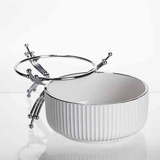 Салатник фарфоровий на підставці Ø16 см Срібло Київ