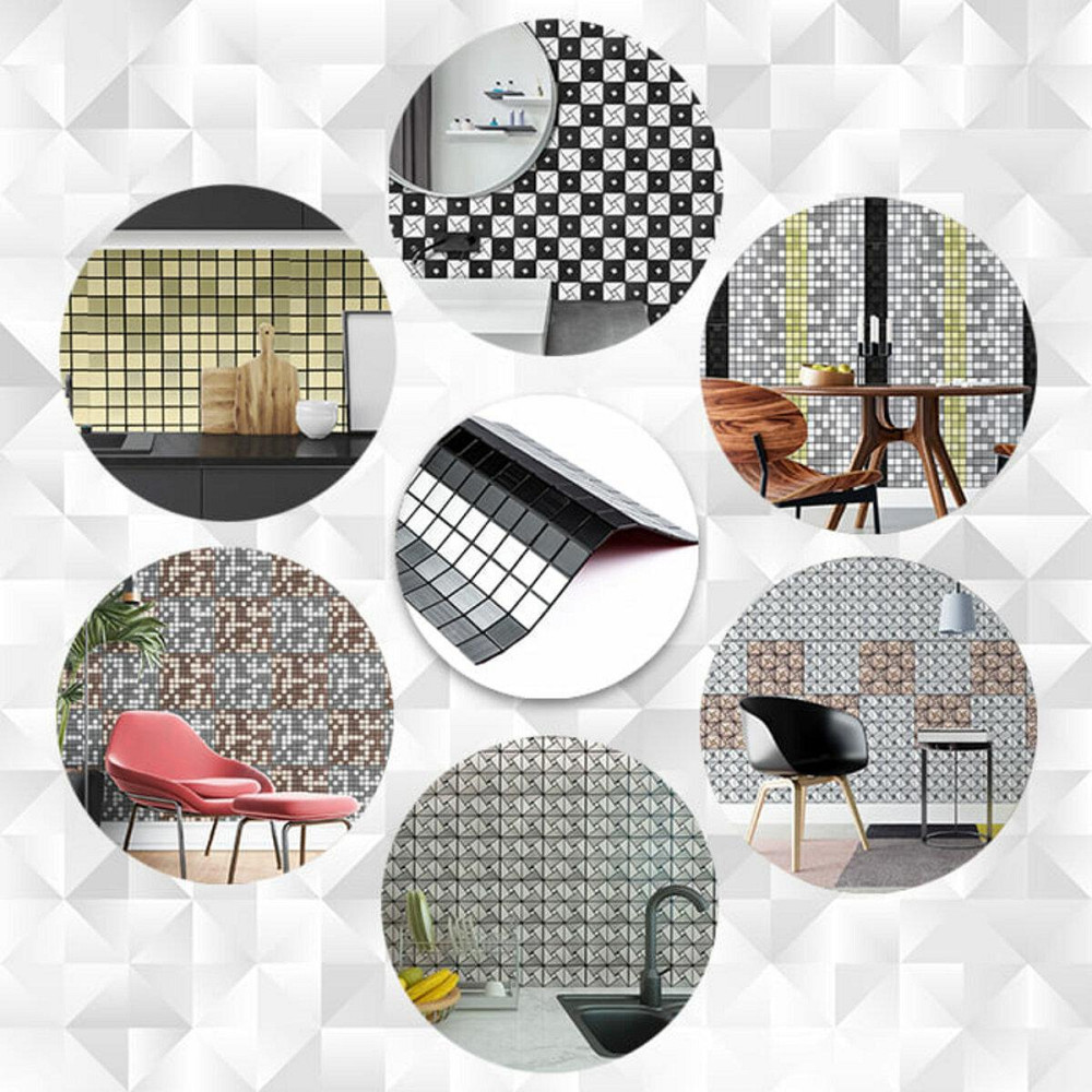 Самоклеюча алюмінієва плитка 300х300х3мм Срібна із чорним мозаїка SW-00001825 Київ - фото 5