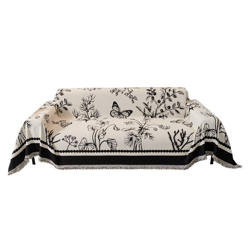 Плед покрывало на диван или кровать,чехол накидка 180х230 см для мягкой мебели узор бабочка,черный Каменец-Подольский - изображение 5