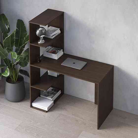 Комп’ютерний стіл VAYS M-16 Венге Темний, письмовий з боковим стелажем зліва, ЛДСП, 120×60×148 см - для дому, навчання, офісу Львів