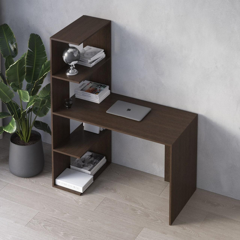Комп’ютерний стіл VAYS M-16 Венге Темний, письмовий з боковим стелажем зліва, ЛДСП, 120×60×148 см - для дому, навчання, офісу Львів - фото 1