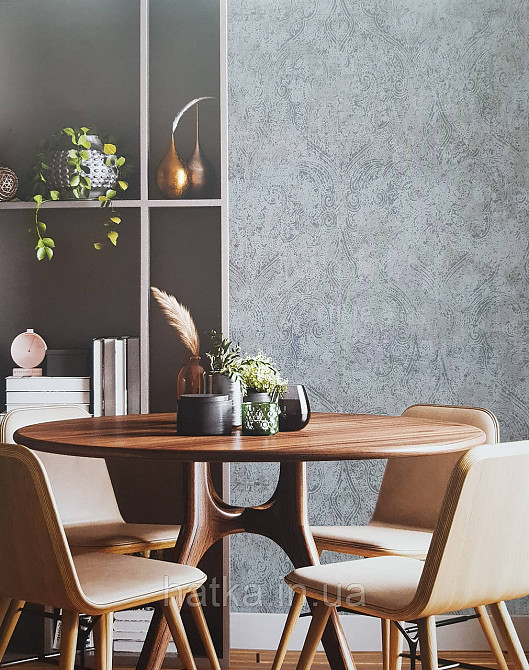 Обои винил на флизелине горячего тиснения DU&KA  Voyage1.06х10 вензеля завитки восточный рисунок серые голубые Киев - изображение 1