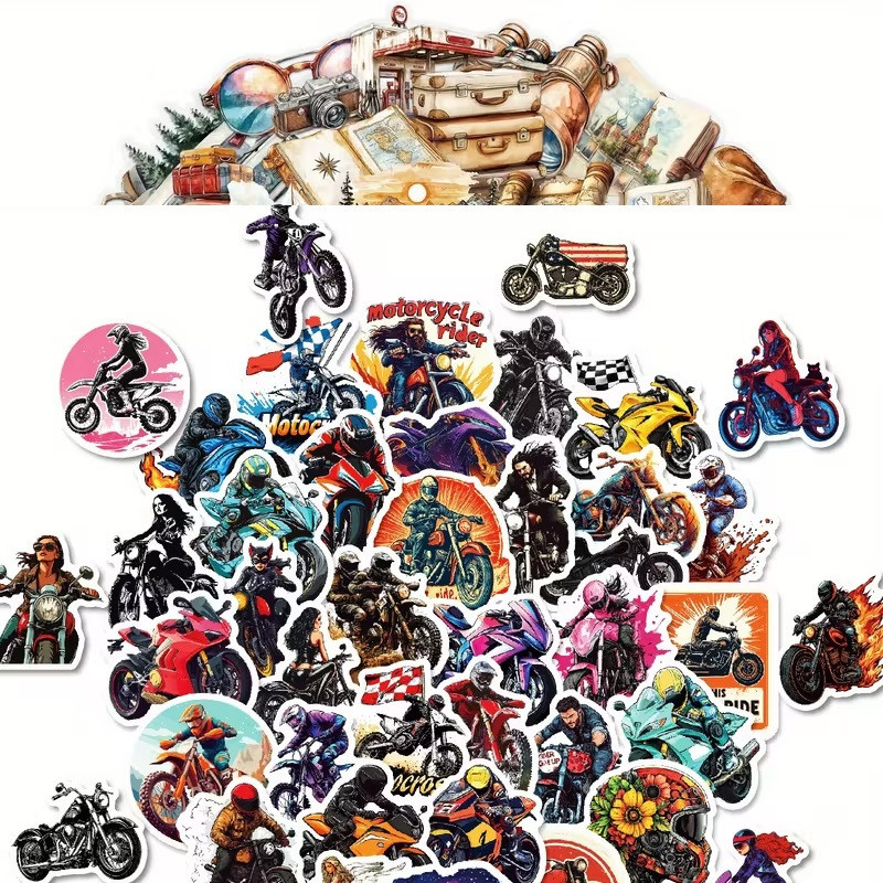 Набор стикеров 50 шт. с мотоциклами – байкерские наклейки для декора Киев - изображение 7