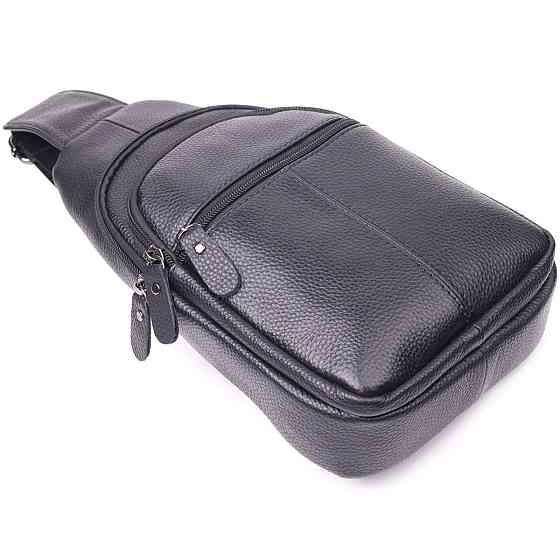 Сучасна чоловіча сумка через плече з натуральної шкіри 21307 Vintage Чорна Київ