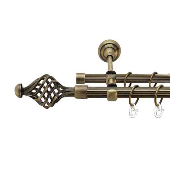 Карниз Orvit Арезо металевий дворядний відкритий рифлена труба кільце металеве Антик 19\16 мм 200 см (00-00017312) Львів