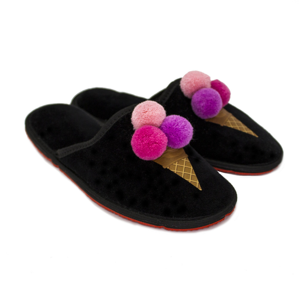Тапочки женские домашние закрытые Мороженое, черный Одесса - изображение 11