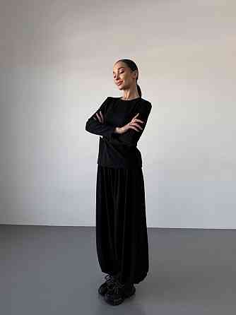 Женский повседневный прогулочный костюм двойка: кофта и брюки турецкая двунить Черный, 46/48 Одесса