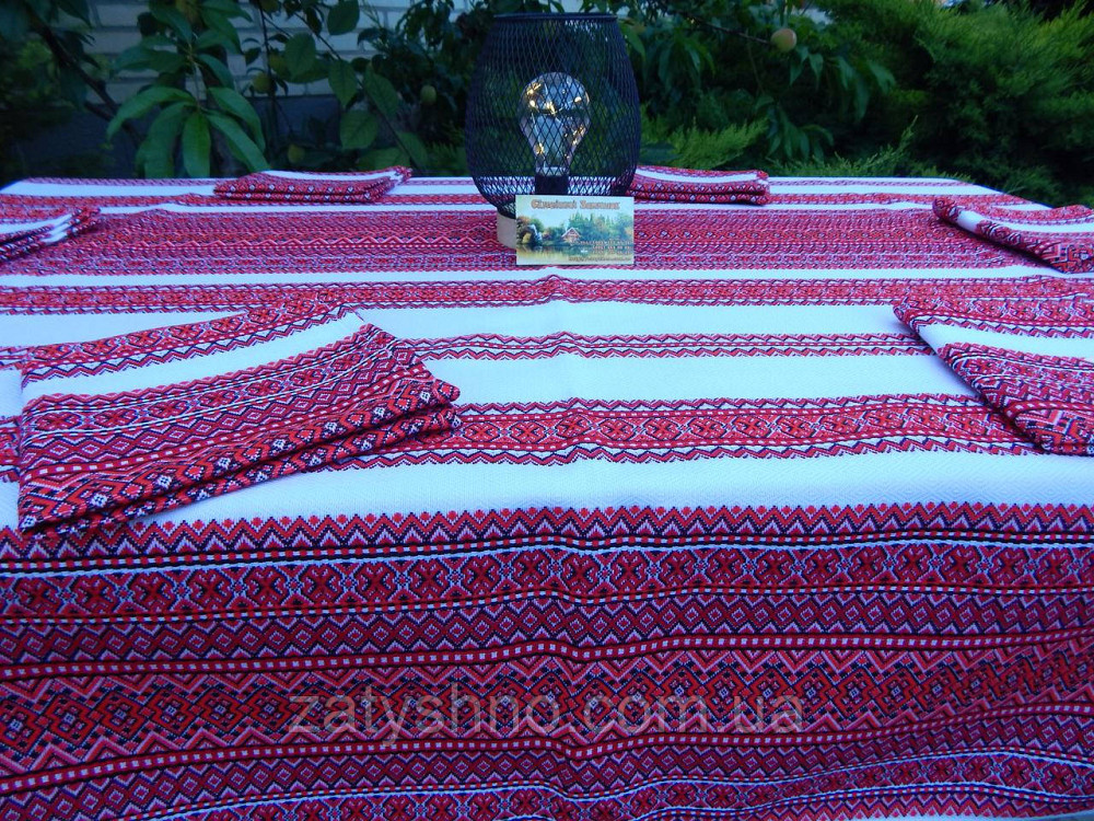 Бордова вишита скатертина з серветками 120 і 190 см Київ - фото 9