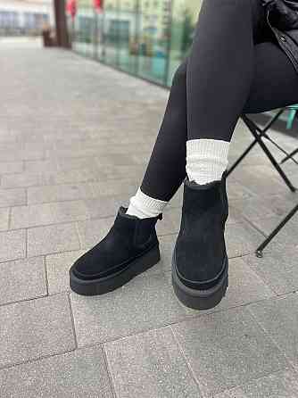 PLPS Угги жіночі PLPS чорні натуральна замша высота 13 см размеры 36-41 (5681) Коломыя