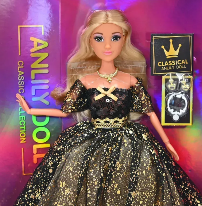 Лялька шарнірні суглоби знімний одяг та взуття 2 кольє пара сережок 30см Чорна (616506) Чернигов - изображение 2