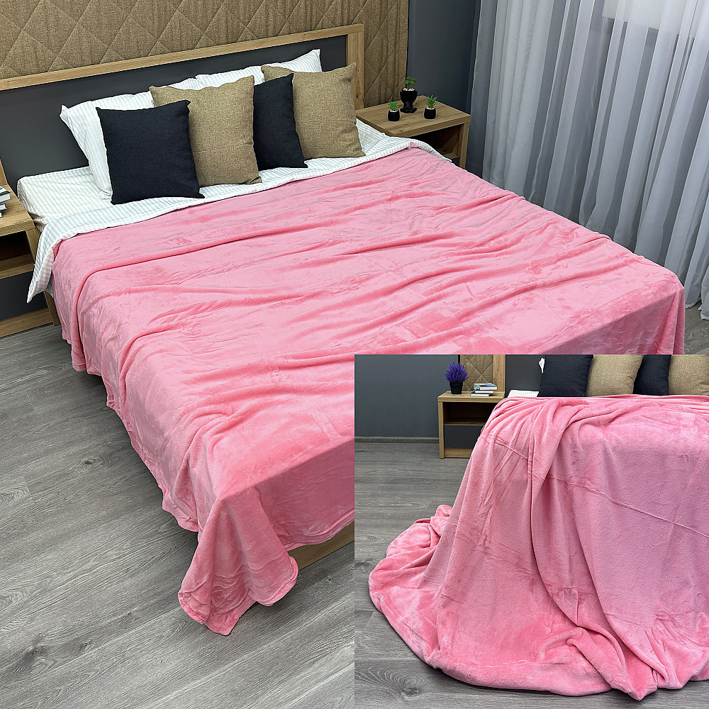 Плед класичний 200х220 см (+-5см) Рожевий (87-048) Київ - фото 1