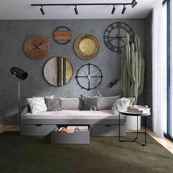 Ліжко односпальне з ящиками Еверест Комфорт 3 193х84х59 см Графіт (DTM-5728) Дніпро