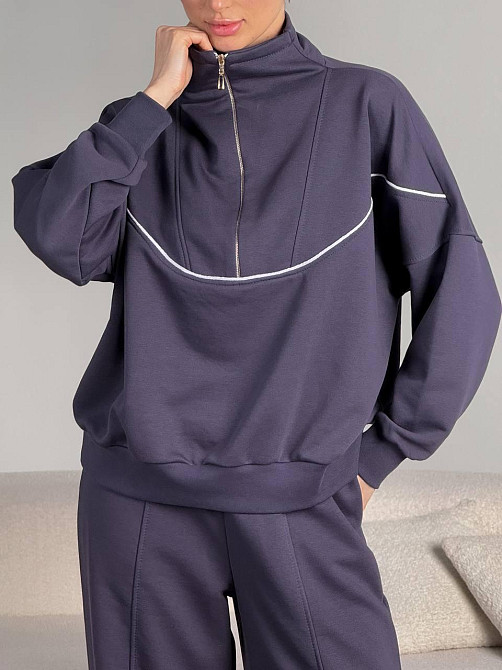 Женский стильный прогулочный оверсайз костюм двойка: кофта и штаны турецкая трехнитка петля пинье Одесса - изображение 8