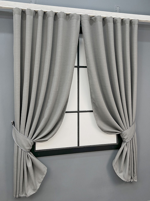 Комплект коротких штор VR-Textil Блекаут двухсторонний Scandi № 1900ш Серый 130х170 см 2 шт (35-0445) Киев - изображение 2