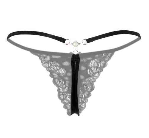 Еротичні трусики жіночі з мереживом чорні - розмір універсальний, резинка до 85см Київ