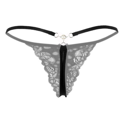 Еротичні трусики жіночі з мереживом чорні - розмір універсальний, резинка до 85см Київ - фото 6