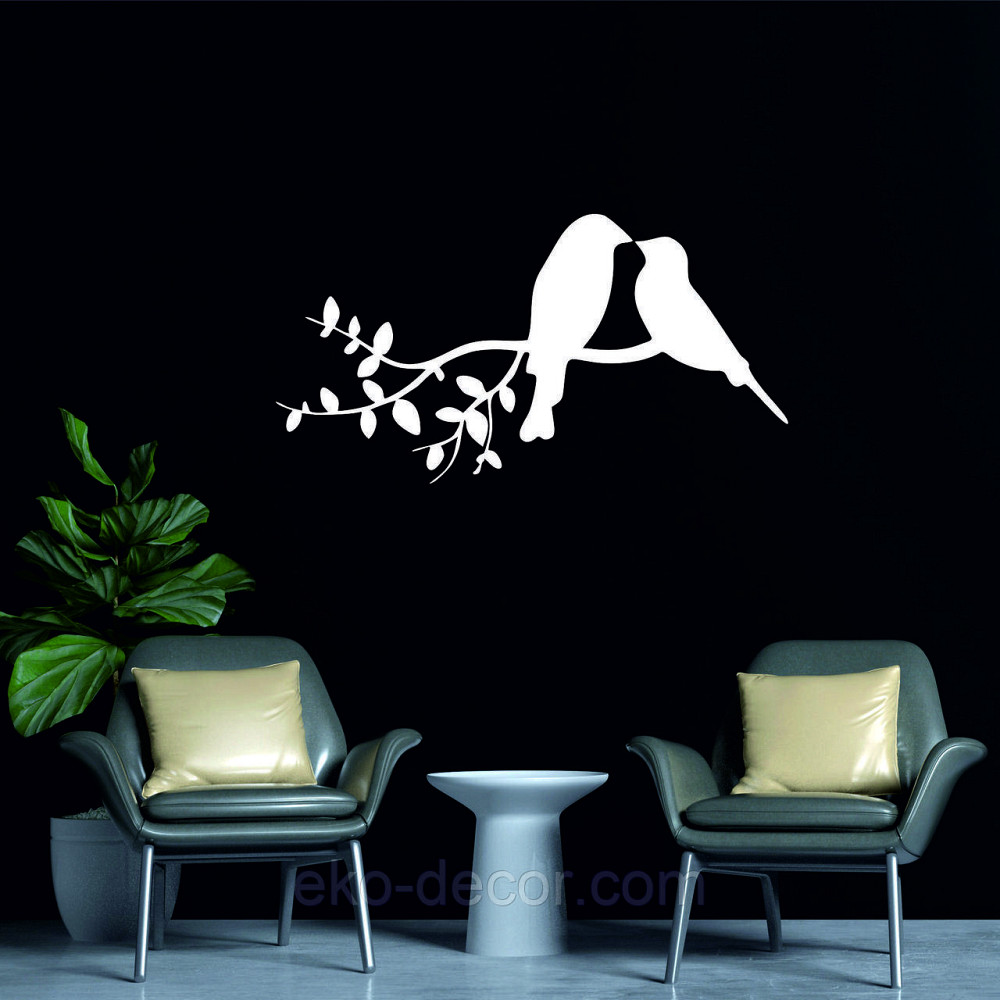 Декоративное настенное Панно «Две птички», Декор на стену 70*36 см, Белый Киев - изображение 2