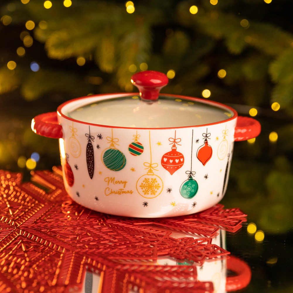 Yiwu Супниця порцелянова Merry Christmas новорічна 800 (мл) з кришкою Yiwu FM-CS-9B Коломыя - изображение 2