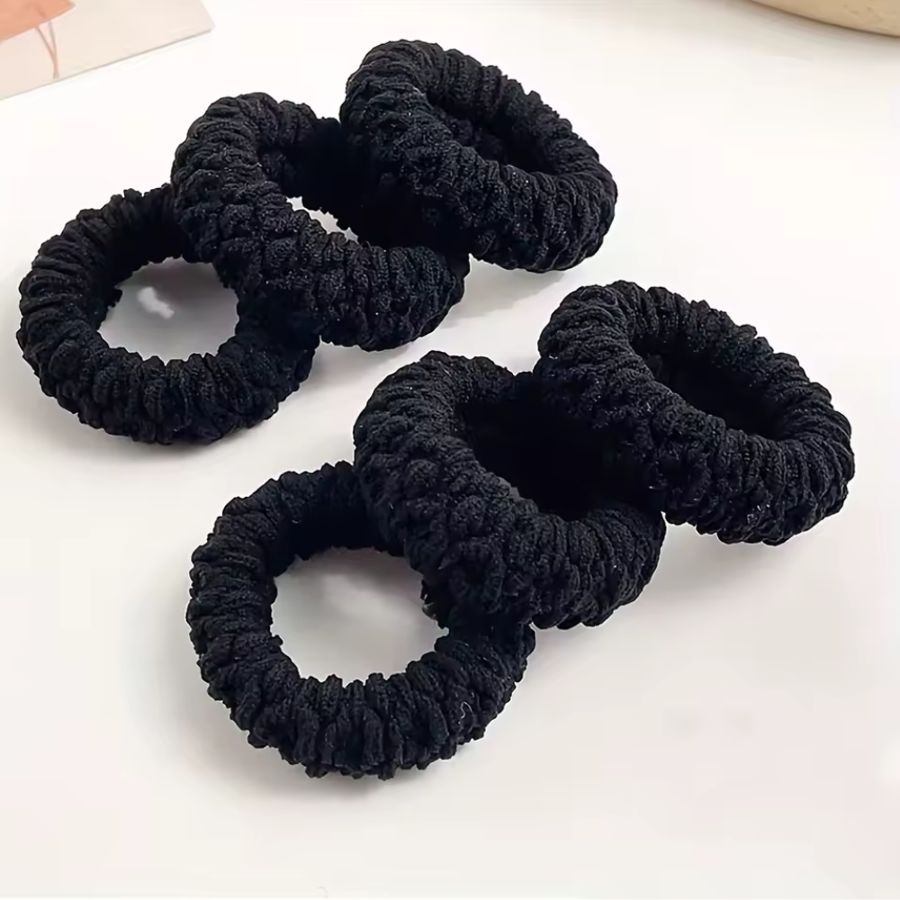 Набор женских резинок для волос,пучков,хвостов мягкие 6 шт,прочные,спандекс эластичные,однотонные чёрные Каменец-Подольский - изображение 3