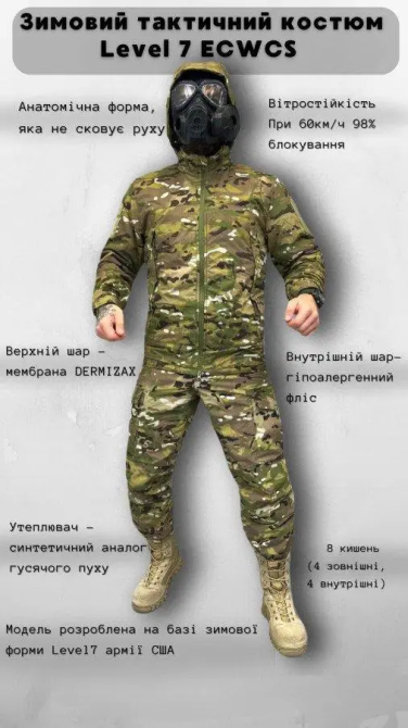 Тактический зимний костюм Level 7 ECWCS К7 (куртка и штаны) Мультикам M Винница - изображение 8