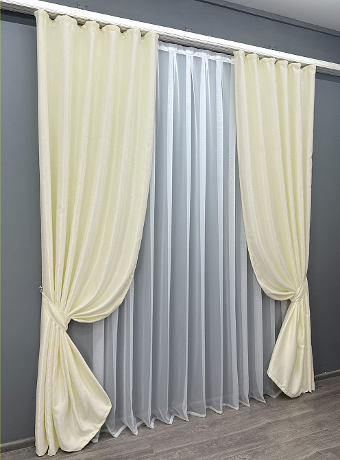 Комплект готових штор VR-Textil Софт № 729ш Молочний 150х270 см 2 шт (30-697) Київ - фото 3
