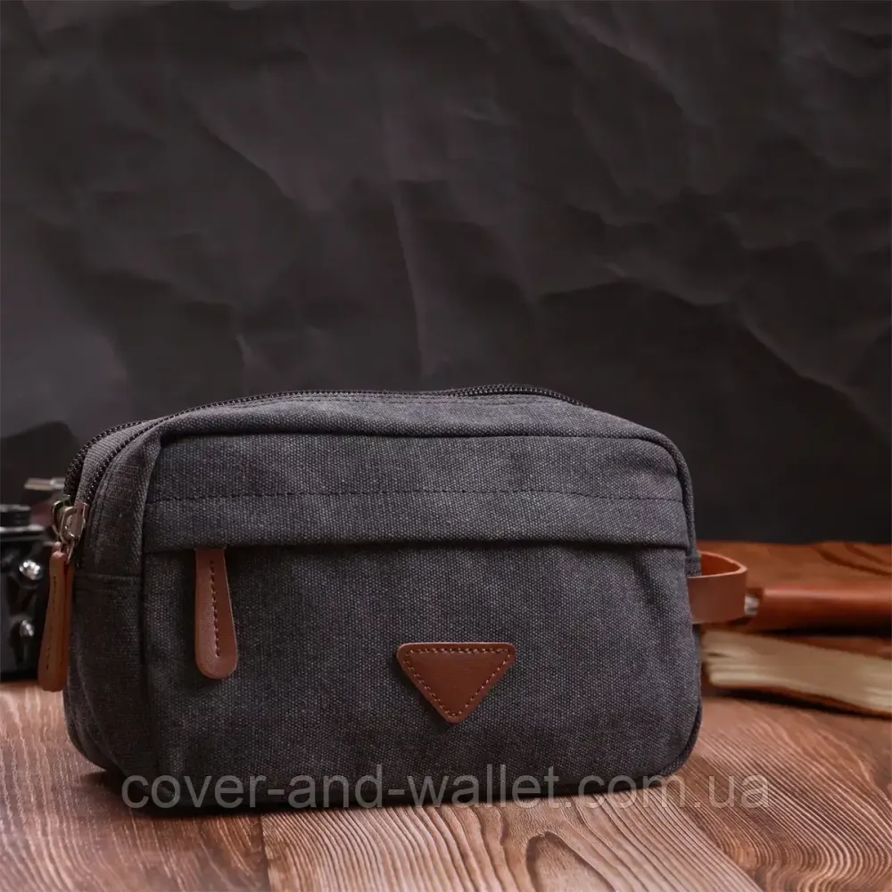 Сумка клатч для мужчин на два отделения из качественного текстиля черного цвета PS Киев - изображение 4