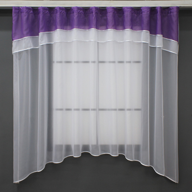 Кухонная гардина VR-Textil № 036к арка белый с фиолетовым 280х170 см (52-0853) Киев - изображение 1