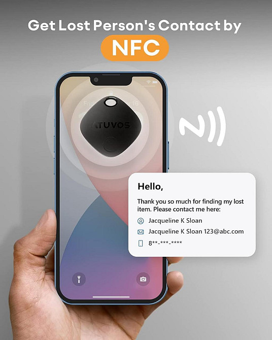 Bluetooth-трекер ATUVOS 2 шт для Apple Find My, ключей и багажа, IP67, NFC, CR2032, до 60 м, iOS Киев - изображение 4