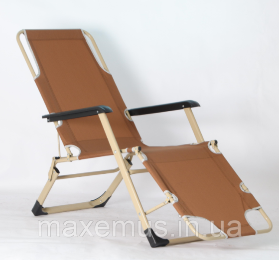 Раскладное кресло шезлонг туристический Bonro 178 см Садовый лежак пляжный шезлонг + подушка коричневый Мостиска