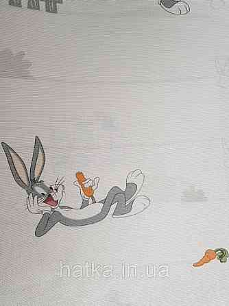 Обои виниловые на флизелине AdaWall Ada Kids метровые детские герои мультфильма Луни тюнз кролик Багз Банни Киев