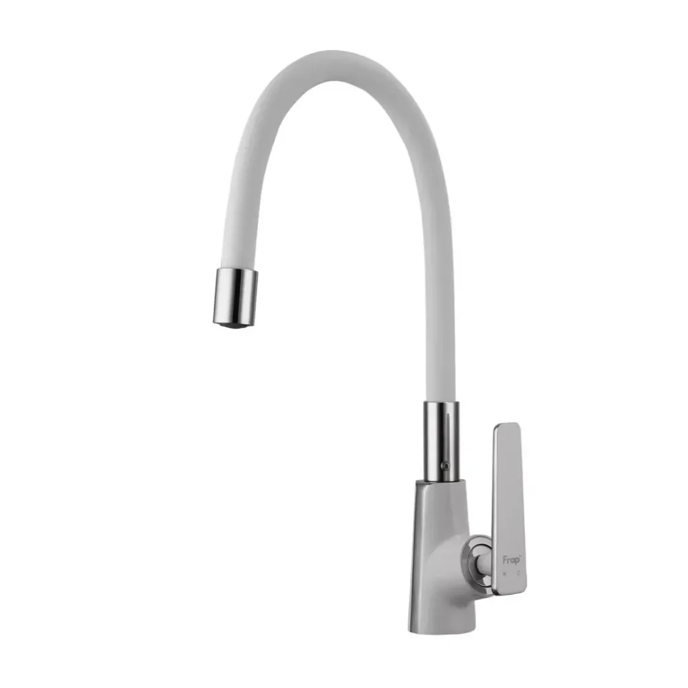 Змішувач для кухні з гнучким Frap F4458 білий/хром Київ - фото 1
