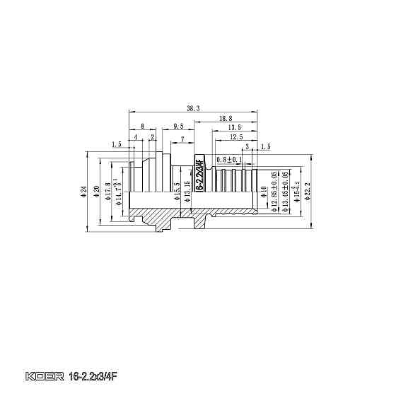 Переходник под евроконус с накидной гайкой Koer KA.A08F-16E - 16(2.2mm) x 3/4