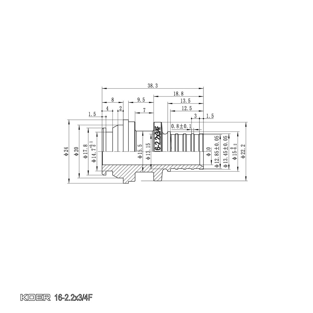 Перехідник під євроконус з накидною гайкою Koer KA.A08F-16E - 16(2.2mm) x 3/4"F (KR4869) Київ - фото 6