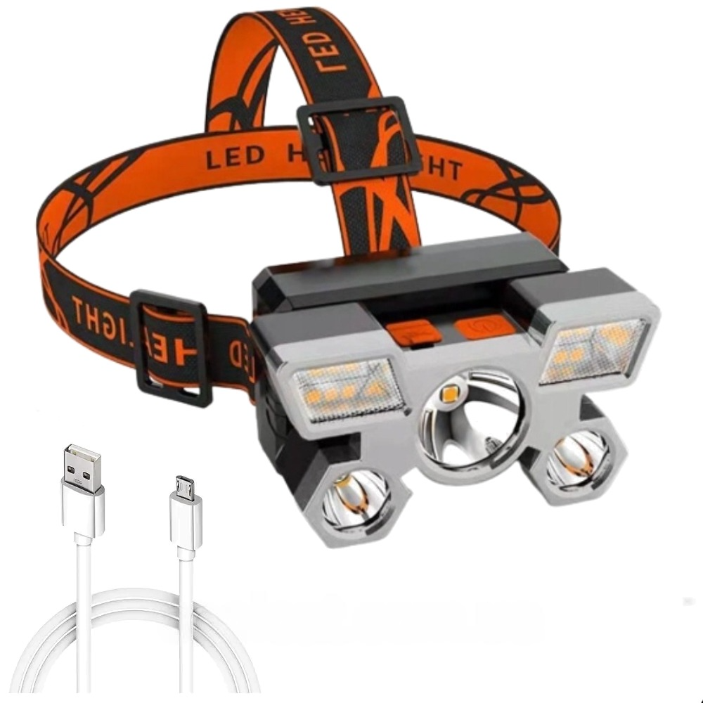 Ліхтар налобний акамуляторний, 5 діодів, Smarter / Ліхтар на голову / Світлодіодний ліхтар / Ліхтарик від USB Київ - фото 1