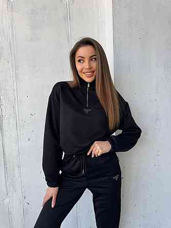 Жіночий повсякденний костюм-двійка: кофта та штани двохнитка-петля Чорний, 54/56 Одеса