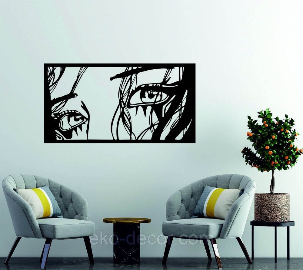 Декоративное настенное Панно «Девушка» Декор на стену 90*47 см, Черный Киев - изображение 2