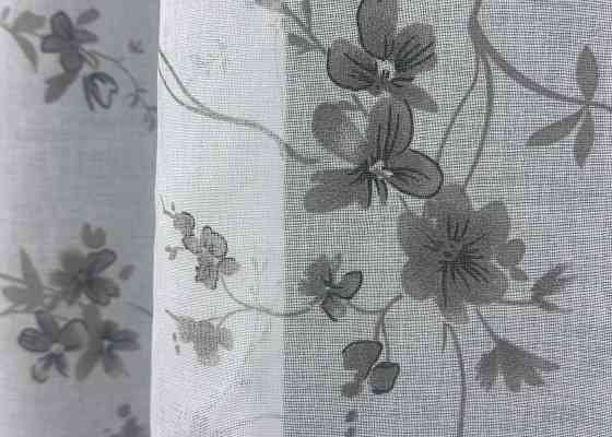 Тюль VR-Textil 1535т Flora Батист Білий з сірим 300х270 см (42-0443) Київ