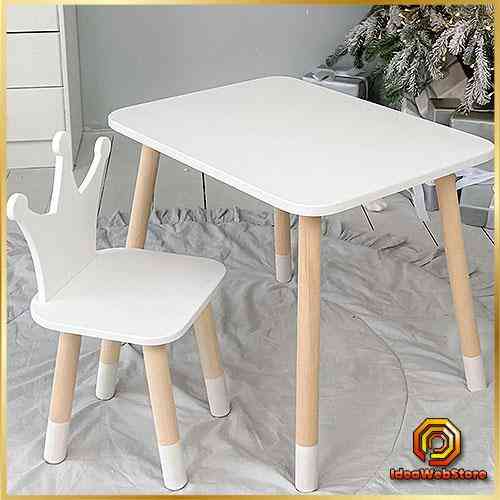 Детский столик и стульчик белый. Столик с ящиком для карандашей и разукрашек Стол и стуль детский белая корона Киев