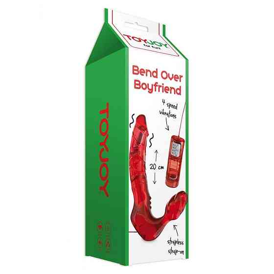 Безремневой страпон с вибрацией Bend Over Toy Joy, красный Sex Aura Киев