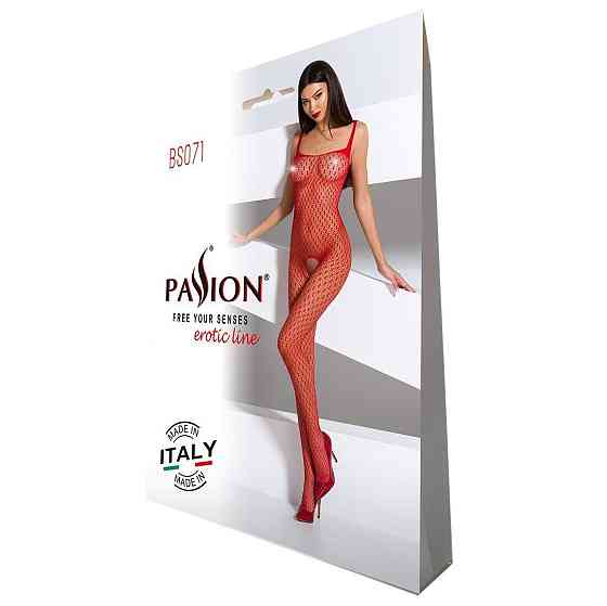 Бодістокінг Passion BS071 red, комбінезон на бретелях Sex Aura Київ